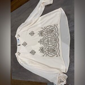 Yoana Baraschi Cream Blouse with Silver Embellishments